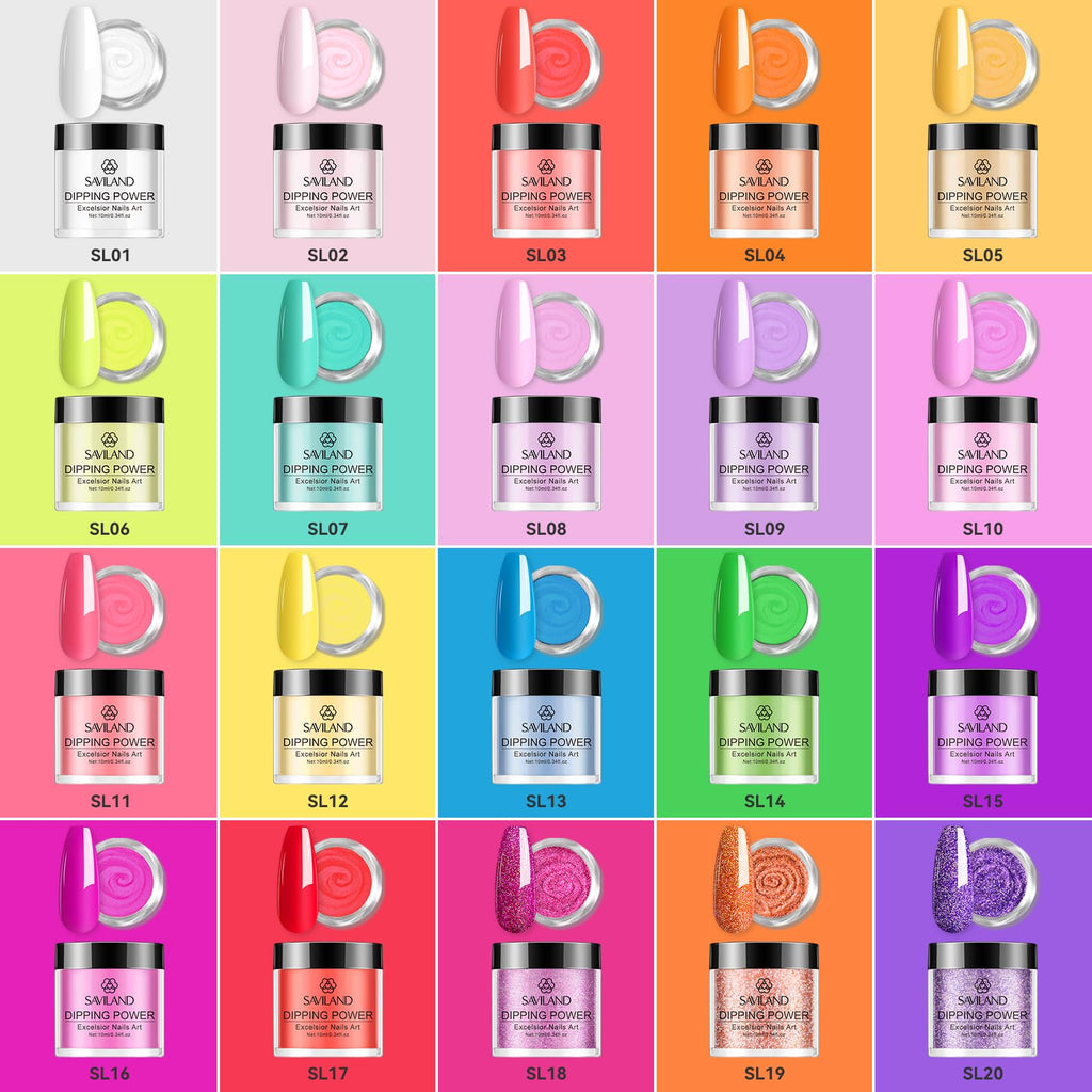 SAVILAND Dip Powder Nail Kit Starter – 29 Pcs Set with Base, Top Coat, Activator