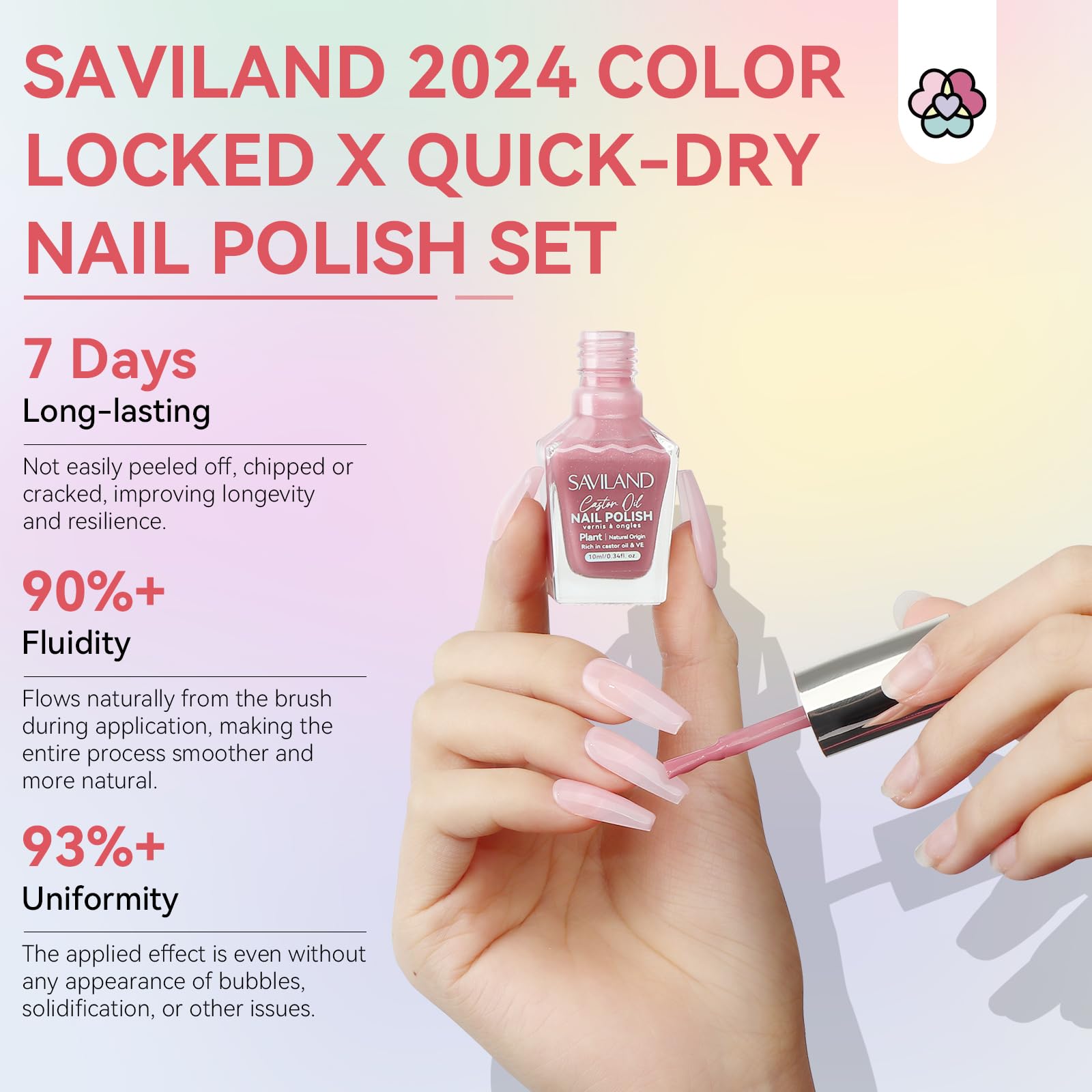 SAVILAND Quick Dry Nail Polish 6-Piece Nude Pink Set | Color Locked X Tech