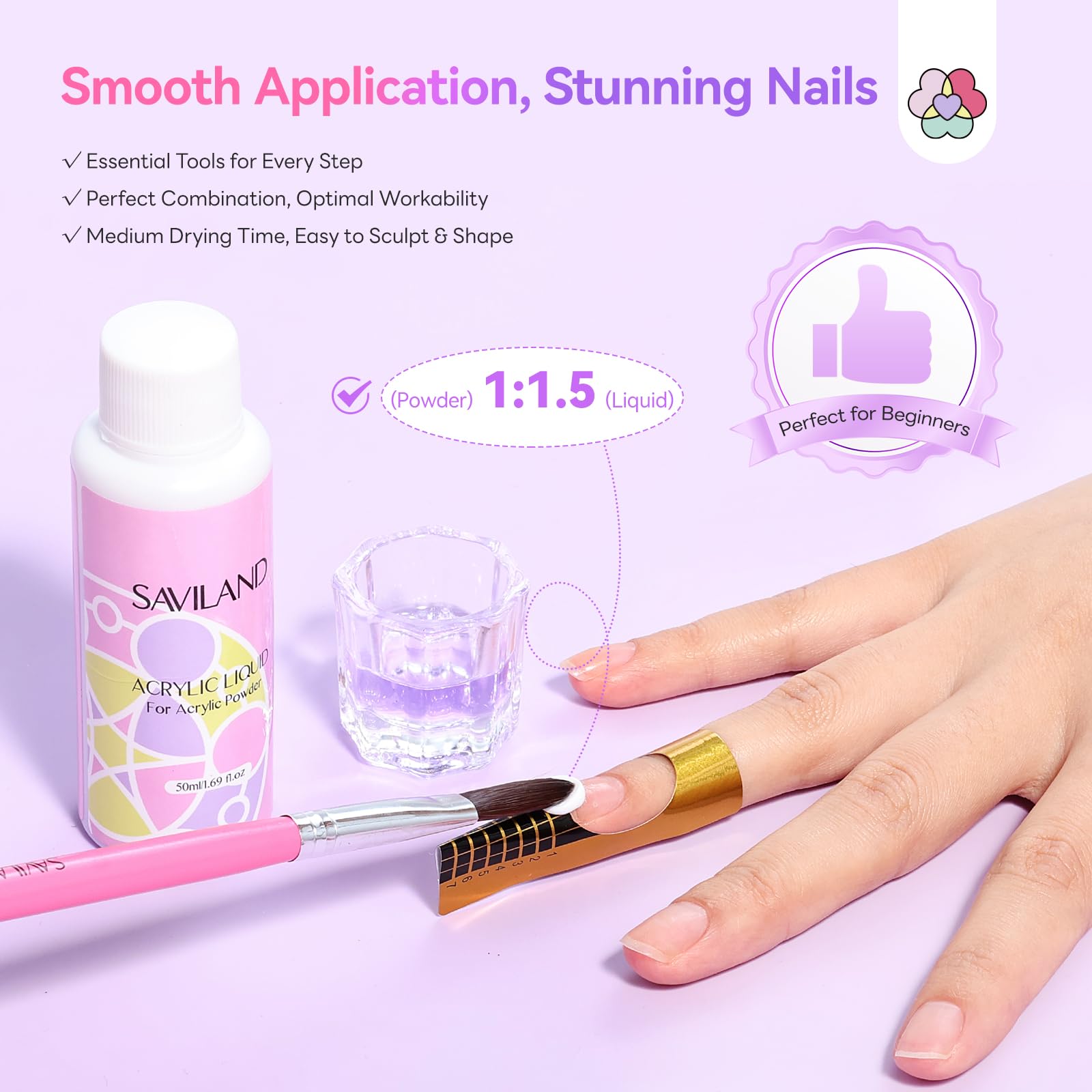 SAVILAND Acrylic Nail Kit – Premium All-In-One Starter Set for Easy At-Home Manicures