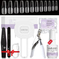 SAVILAND Gel Nail Kit - Starter Set with Upgraded UV/LED Lamp, 500 Coffin Tips, 0.5oz Glue for Easy Home DIY Nails