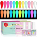 SAVILAND Glow-in-the-Dark Gel Nail Polish Set — 12 Neon Halloween Colors