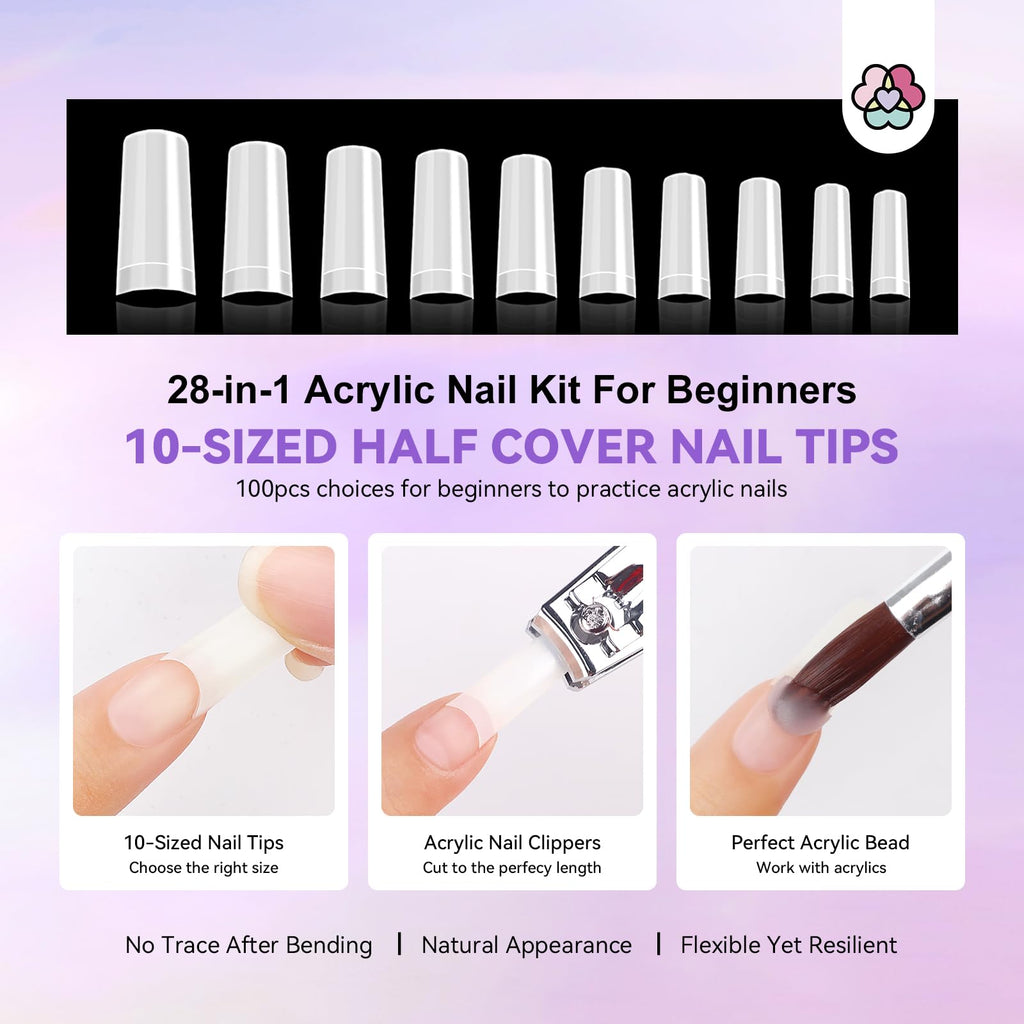SAVILAND 28-in-1 Acrylic Nail Kit with Drill – DIY Home Manicure for Beginners
