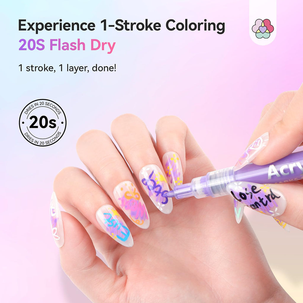 SAVILAND Nail Art Pens Set – 24 Colors, 0.7mm Quick-Dry