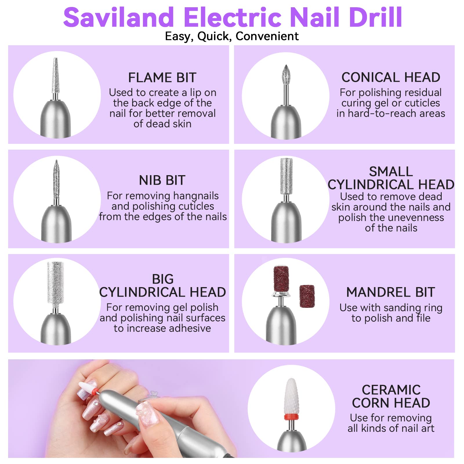 SAVILAND Acrylic Nail Kit with Drill – DIY Nail Extensions, Gel Polish & Portable Lamp