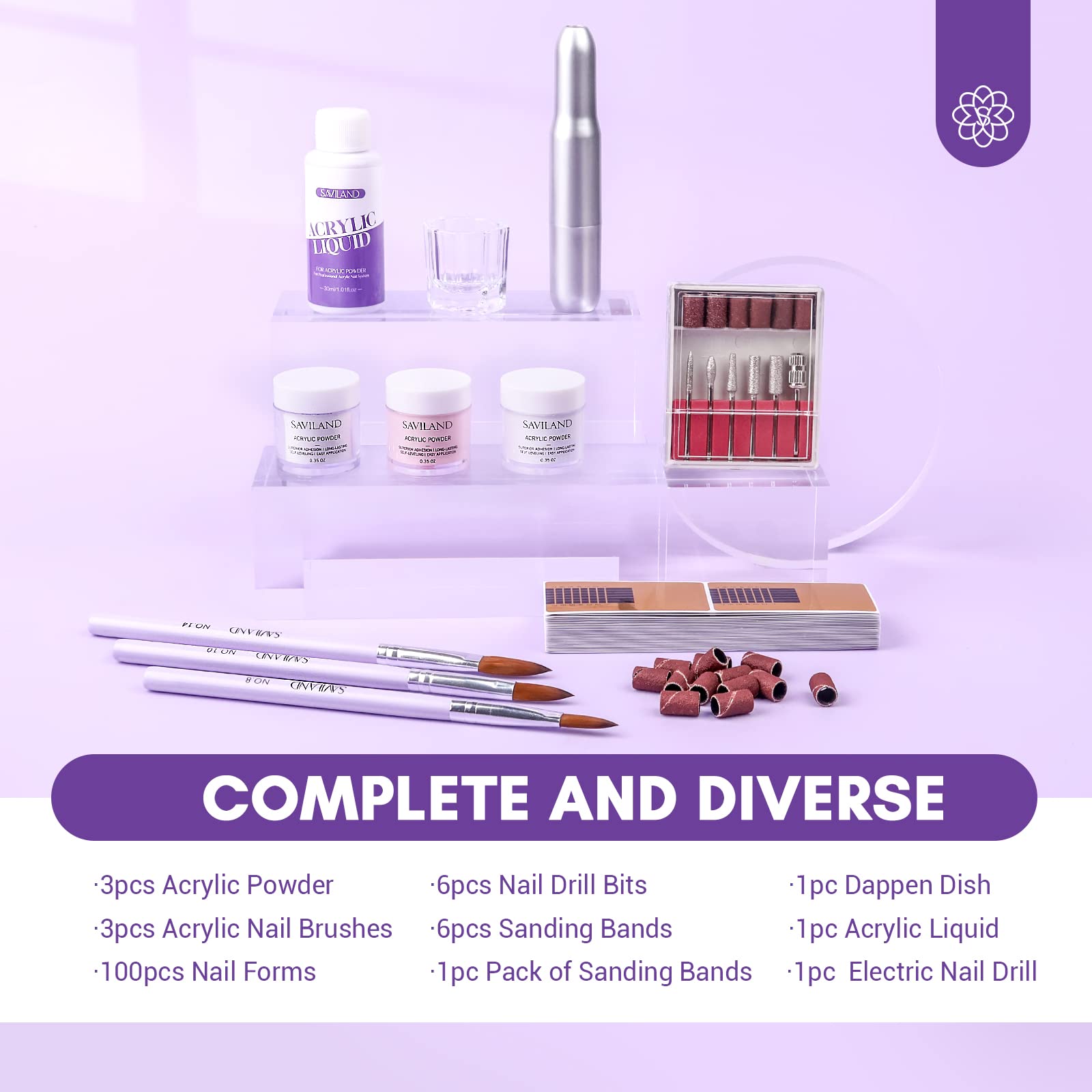 SAVILAND Acrylic Nail Kit with Drill | Beginner Home Salon Set