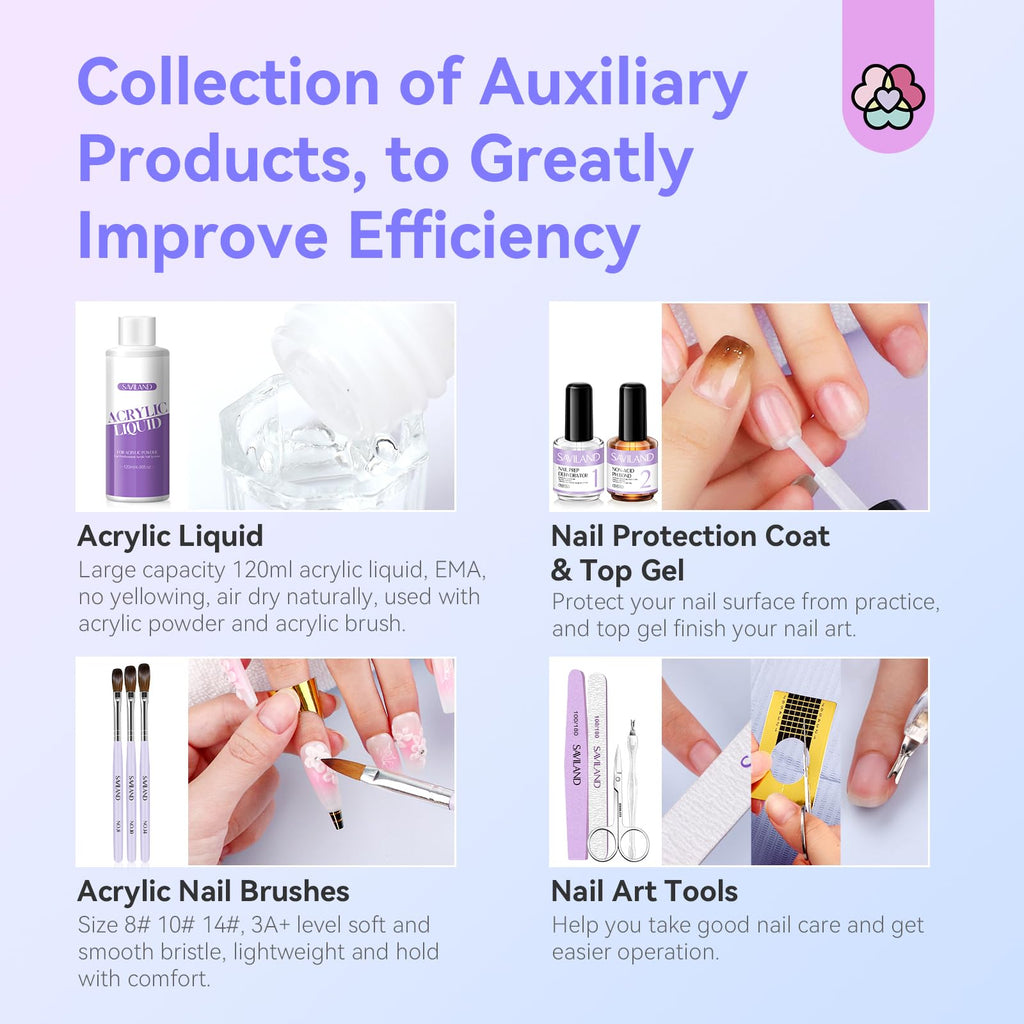 SAVILAND Professional Acrylic Nail Kit with Drill — Beginner Starter Set for Home Manicure