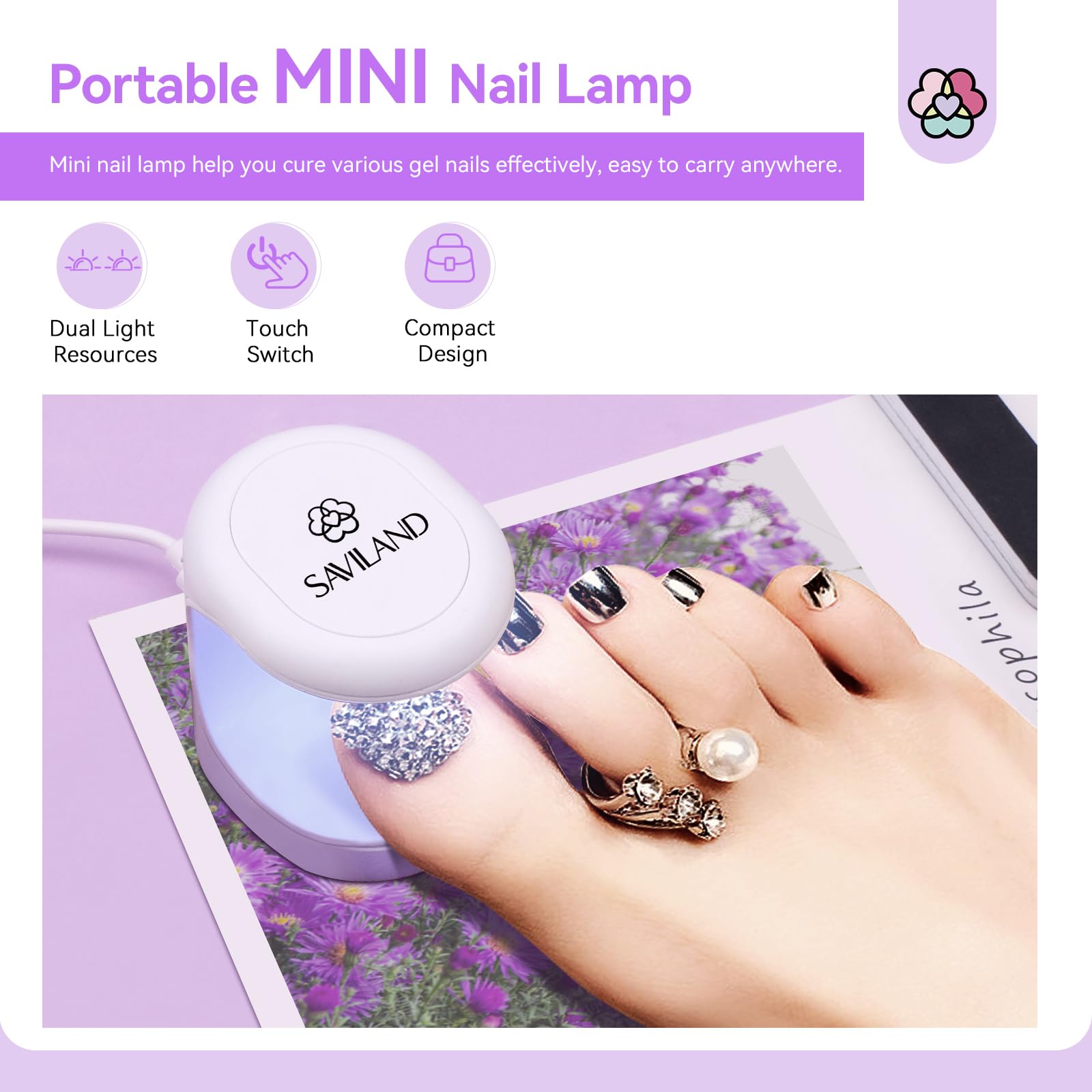 SAVILAND Toe Nail Tips & Glue Gel Kit – Gel Toenails, Nail Drill, Mini Lamp, At-Home Pedicure