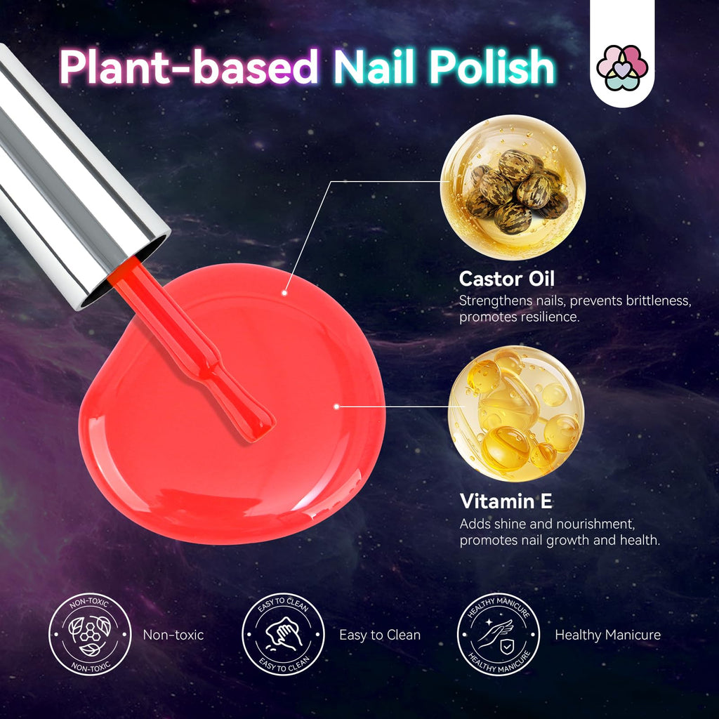 SAVILAND Glow-in-the-Dark Nail Polish Set: 14 Neon Shades with Base & Top Coats