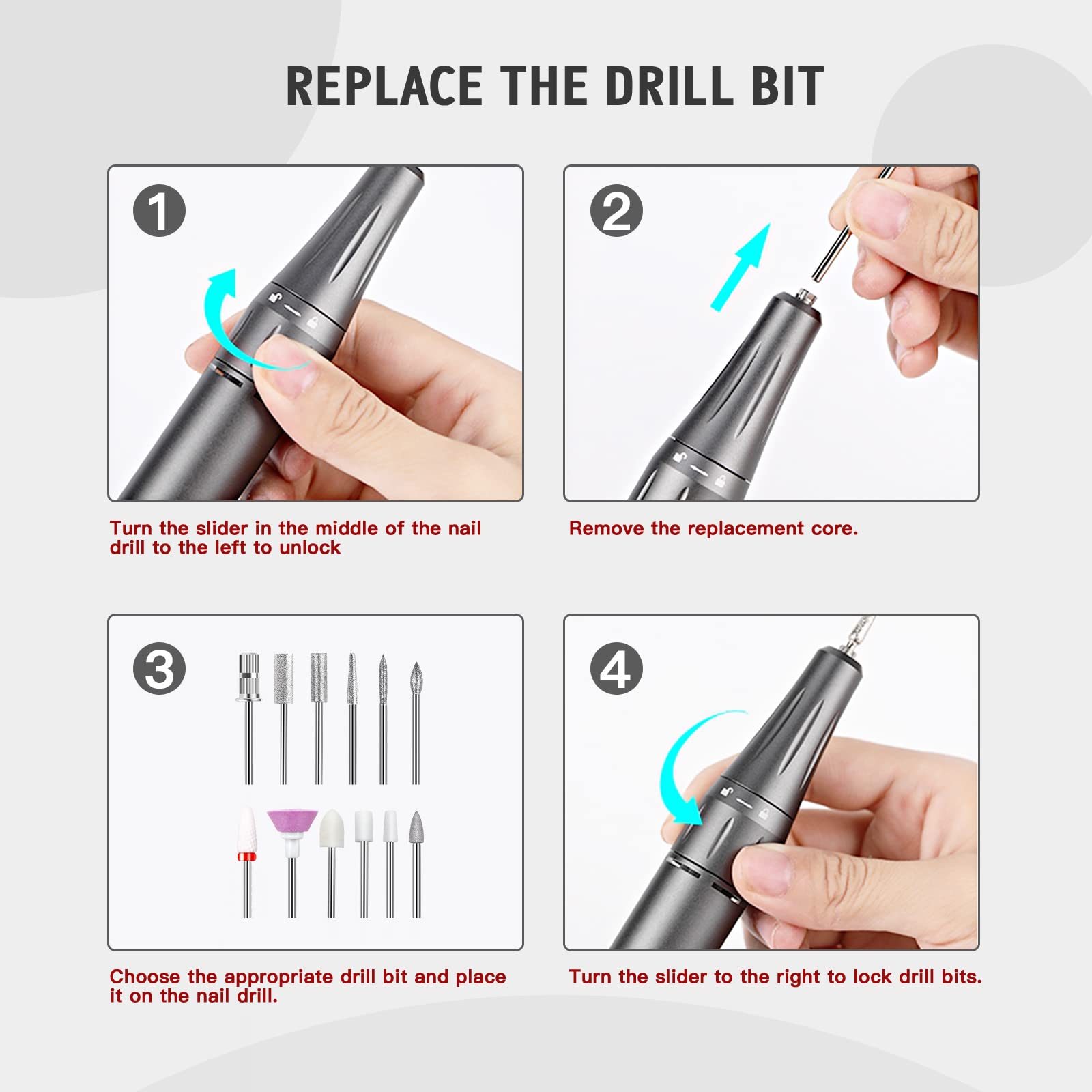 SAVILAND 35000RPM Electric Nail Drill — Rechargeable Nail File with 12 Bits for Pro Salon and Home Use