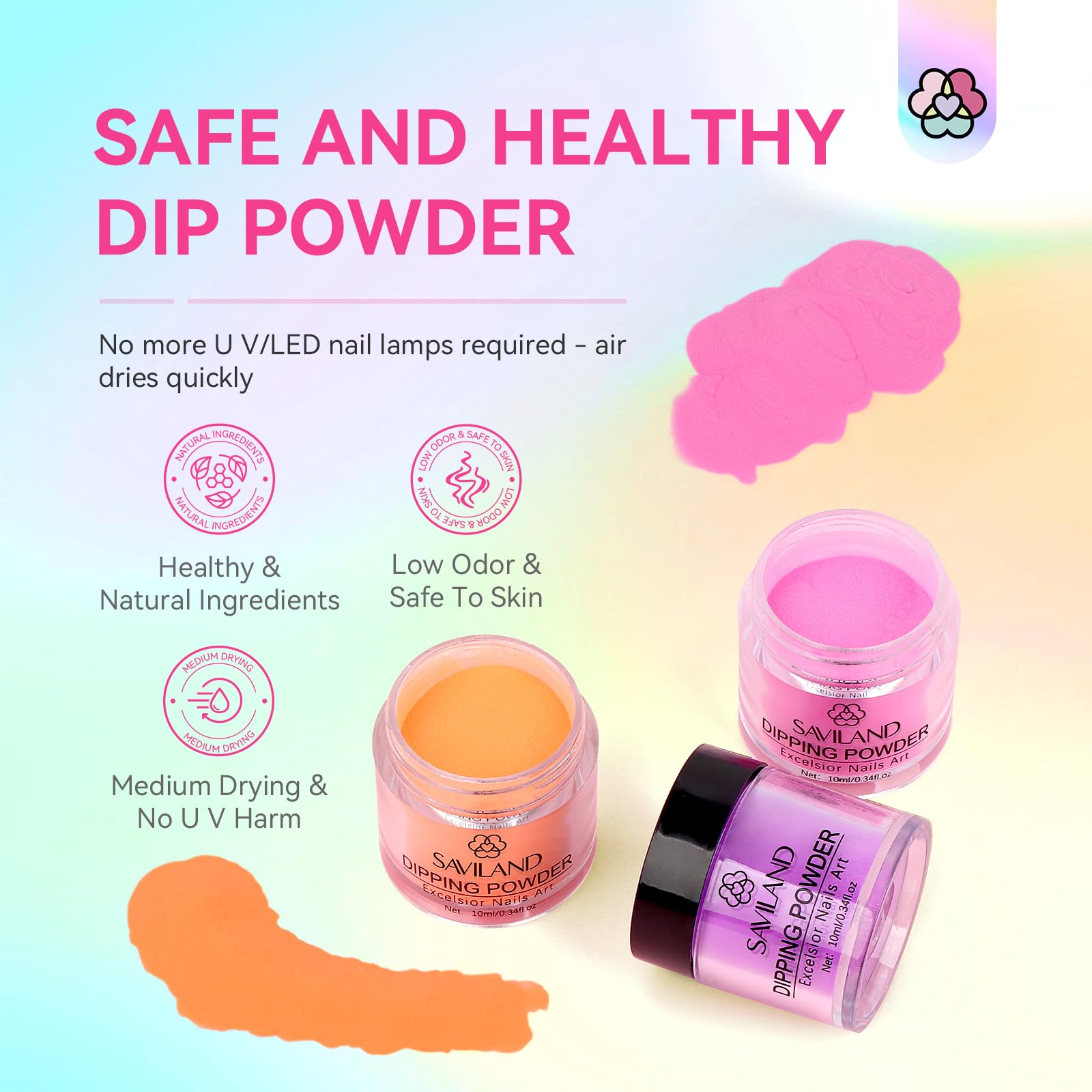 SAVILAND Dip Powder Nail Kit Starter – 29 Pcs Set with Base, Top Coat, Activator