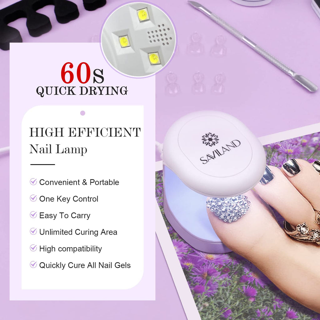 SAVILAND Toenail Tips & Solid Glue Gel Kit – 500 Clear Tips + UV Lamp