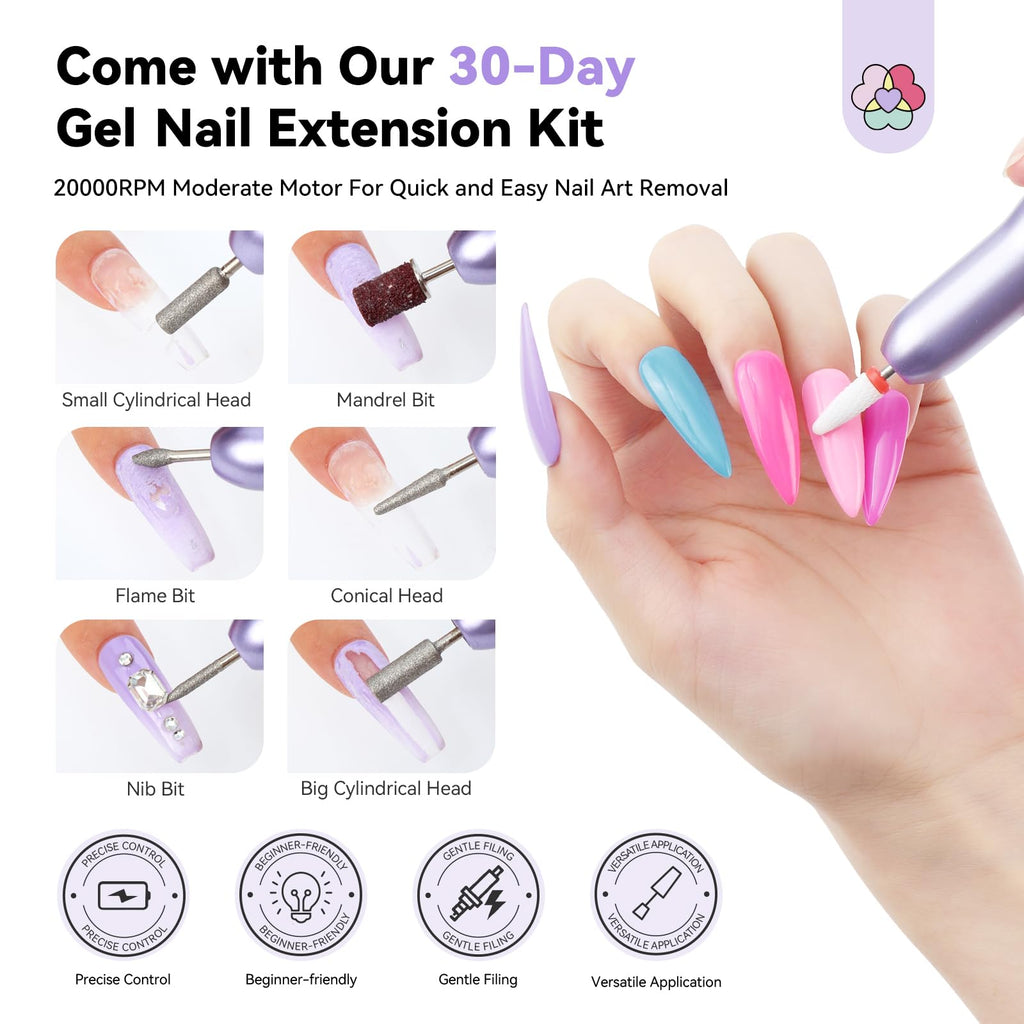 SAVILAND Pro Gel Nail Kit with Drill – Short Almond Tips, 12 Sizes, 500 PCS, Dual-Light Lamp