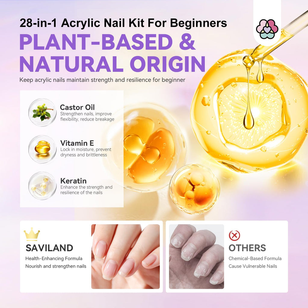 SAVILAND 28-in-1 Acrylic Nail Kit with Drill – DIY Home Manicure for Beginners