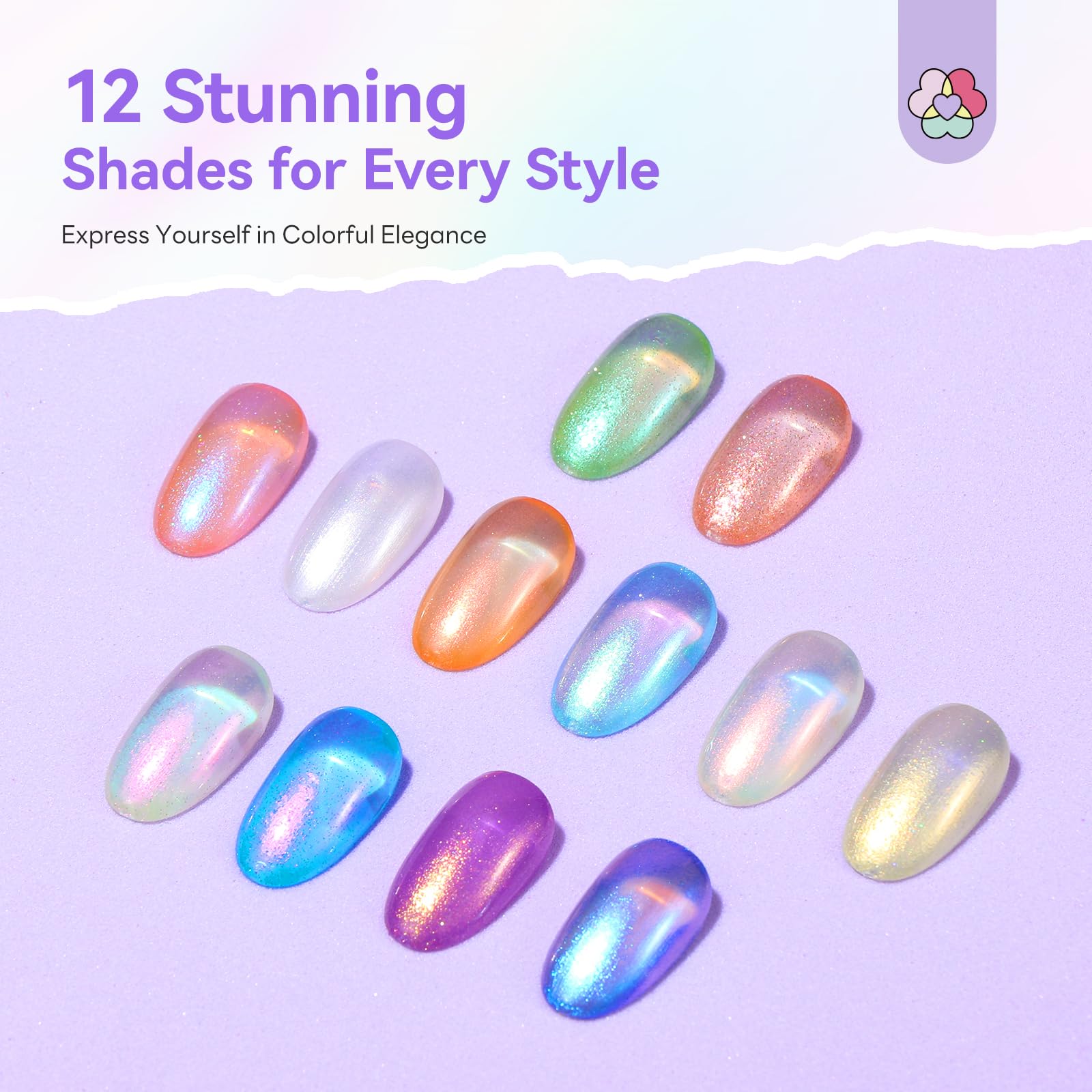 SAVILAND Nail Polish Set - 12-Free Quick Dry Glitter Colors + Mermaid Top Coat