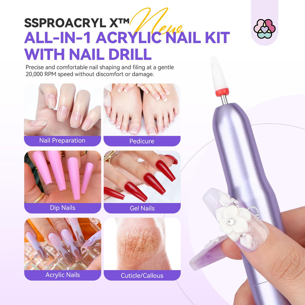 SAVILAND Professional Acrylic Nail Kit for Beginners – Complete Set with Drill & Lamp