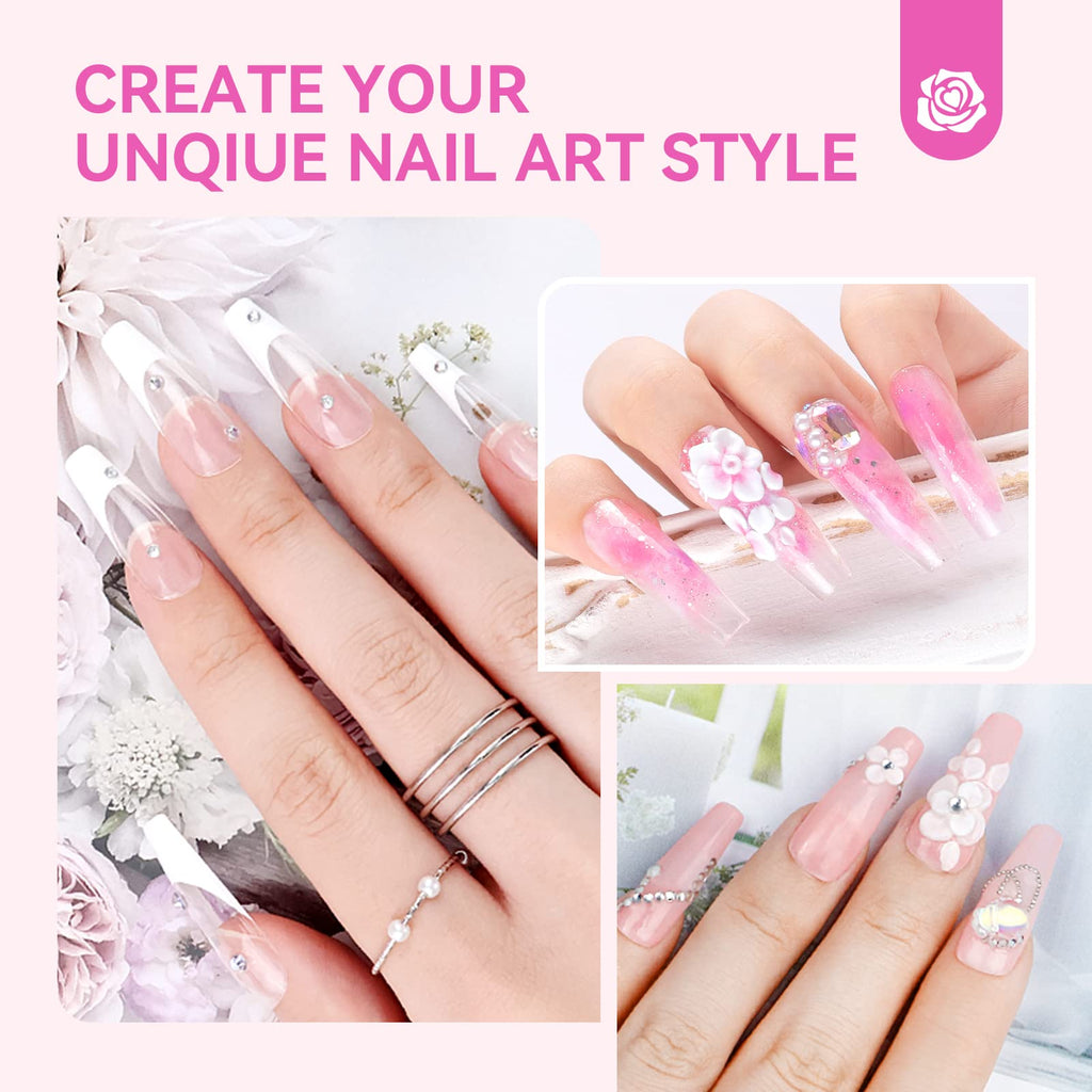 SAVILAND Acrylic Nail Kit with Drill & UV Light – Clear/Pink/White Powders + Black/White/Pink Gel Polish for DIY Nails