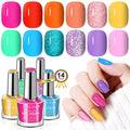 SAVILAND Quick Dry Nail Polish Set - 14 Neon Summer Colors, Base & Top Coat Included