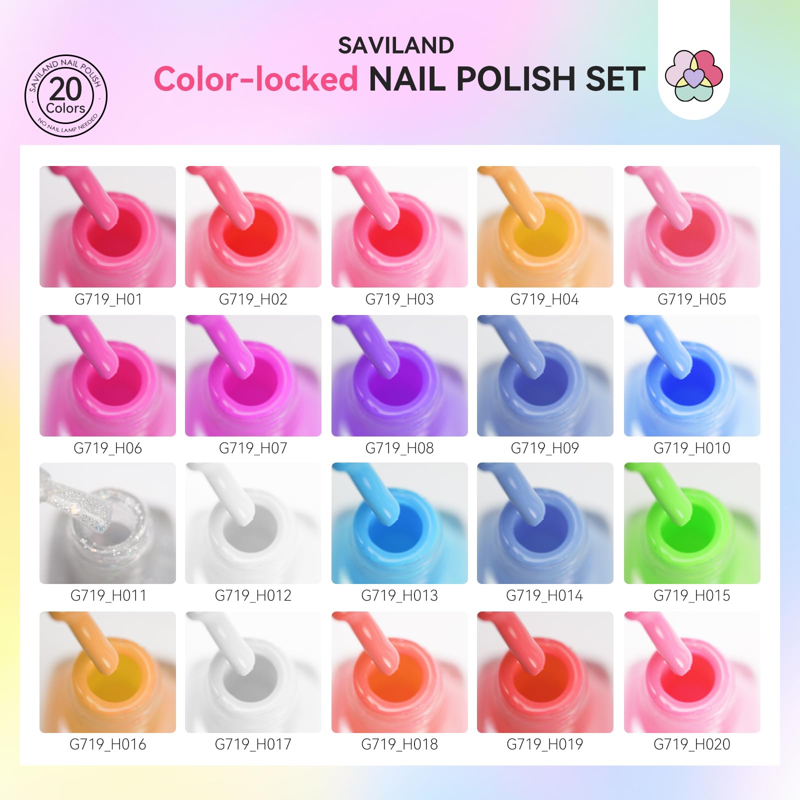 SAVILAND 20+3 Color Nail Polish Set – 5ml Quick-Dry Pastel Kit with Base, Glossy & Matte Top Coats