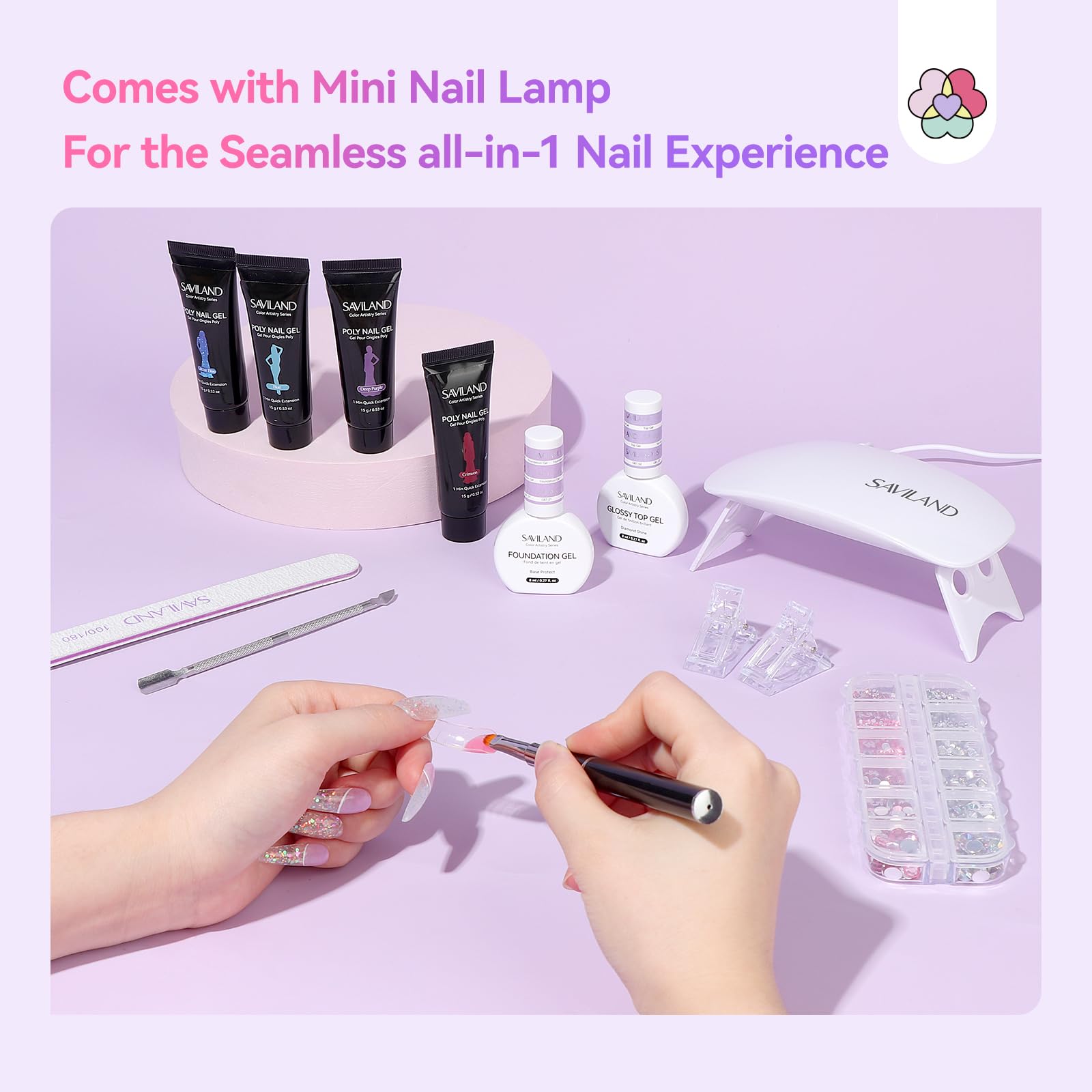 SAVILAND Poly Gel Nail Kit - 36 Colors, All-in-One Starter Set for Home Manicures