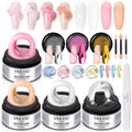 SAVILAND Non Sticky Solid Builder Nail Gel Kit — 4 Colors, Long-Lasting Wear, Chrome Powder & Mermaid Glitter