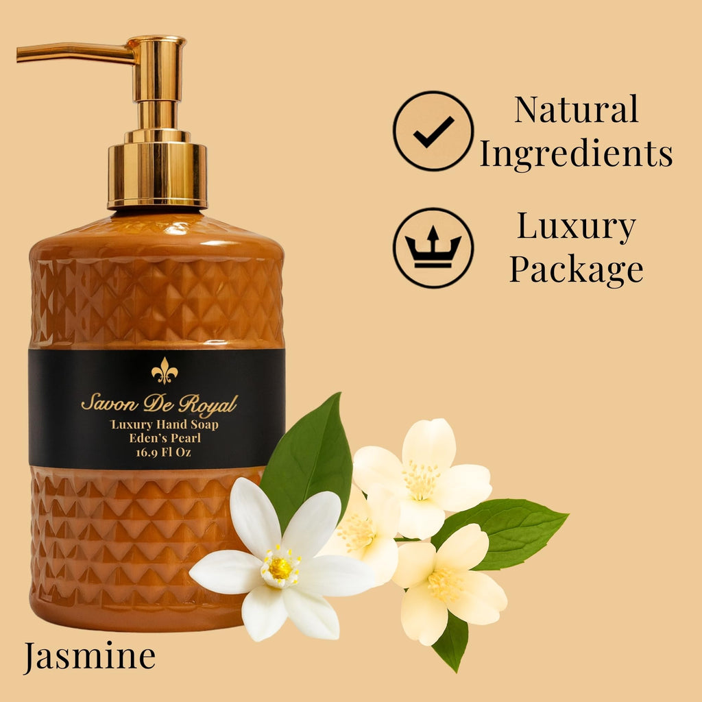 Savon De Royal Luxury 3-Pack Liquid Hand Soap – Jasmine, Musk Vanilla & Vanilla Orange | Refillable Bottles Gift Set