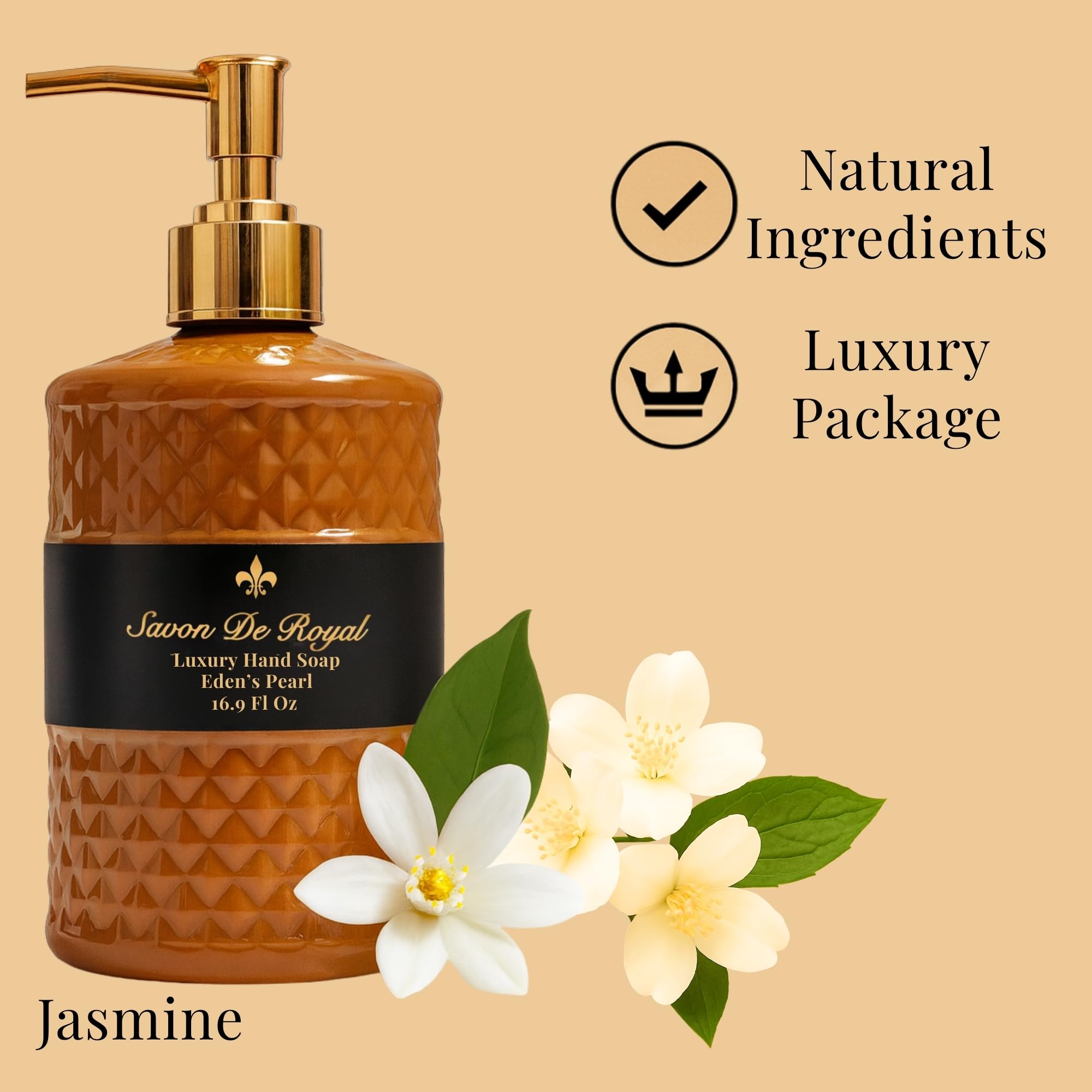 Savon De Royal Luxury 3-Pack Liquid Hand Soap – Jasmine, Musk Vanilla & Vanilla Orange | Refillable Bottles Gift Set
