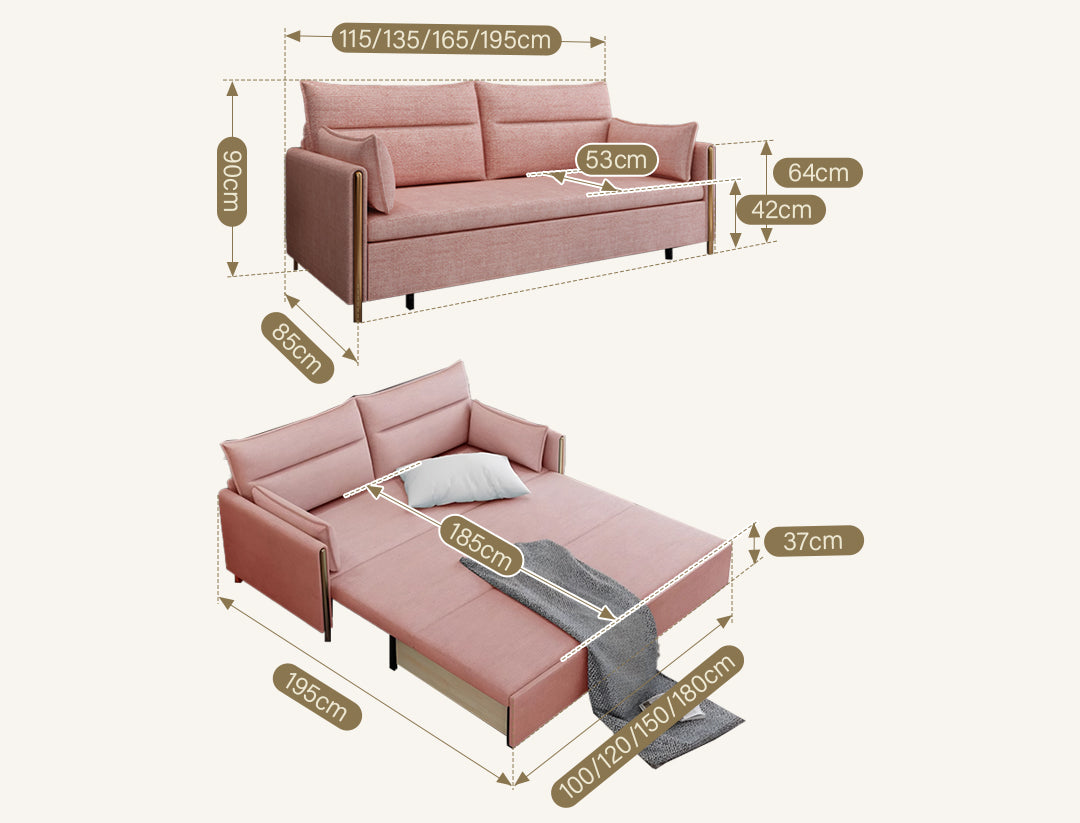 SB122 Two Seater Sofa Bed, Linen