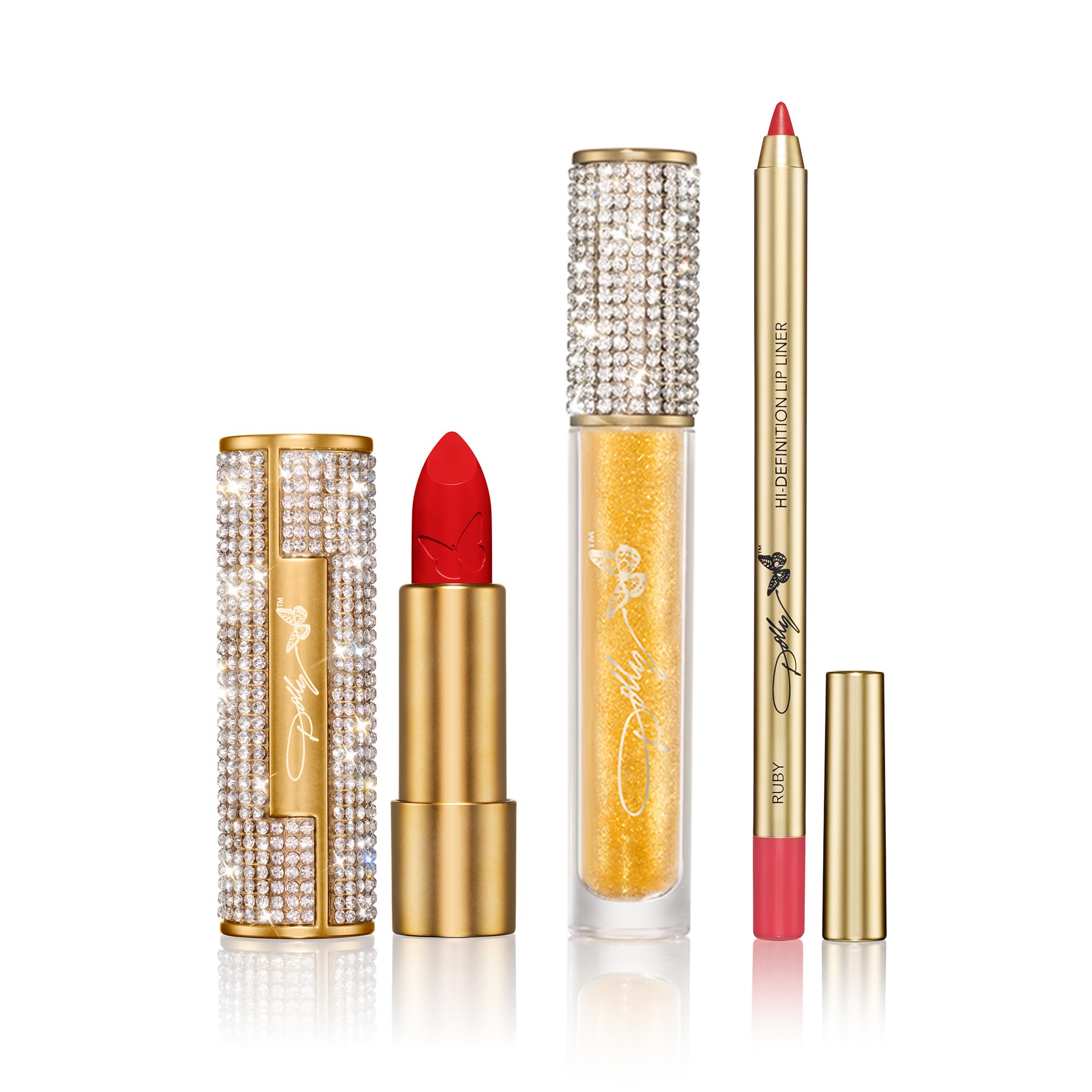 SCENT BEAUTY Dolly Jolene Red Lip Bundle — 3-Piece Lipstick, Gloss & Liner