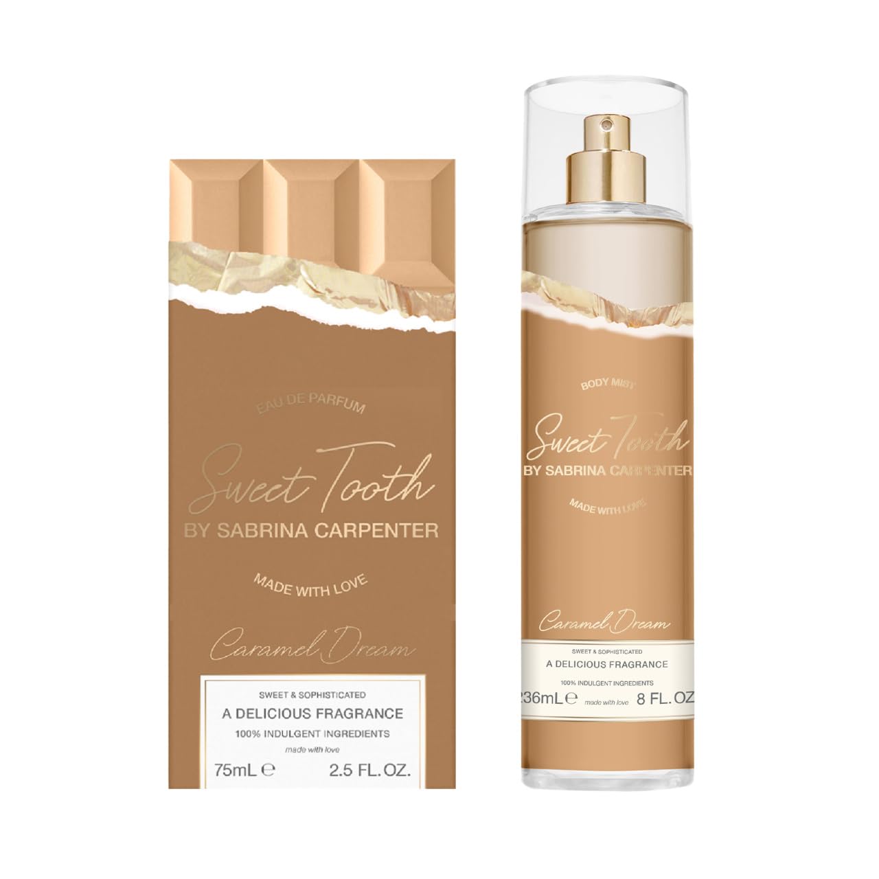 SCENT BEAUTY Sabrina Carpenter Caramel Dream Eau de Parfum & Body Spray Bundle – 1 fl oz & 8 fl oz