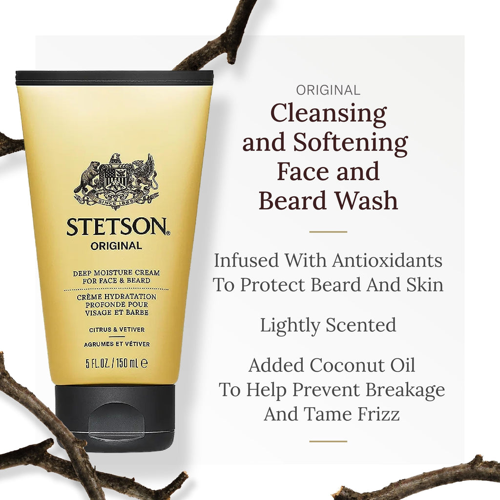SCENT BEAUTY STETSON Deep Clean Face & Beard Wash – 3 Pack, 5oz Each, Original Scent