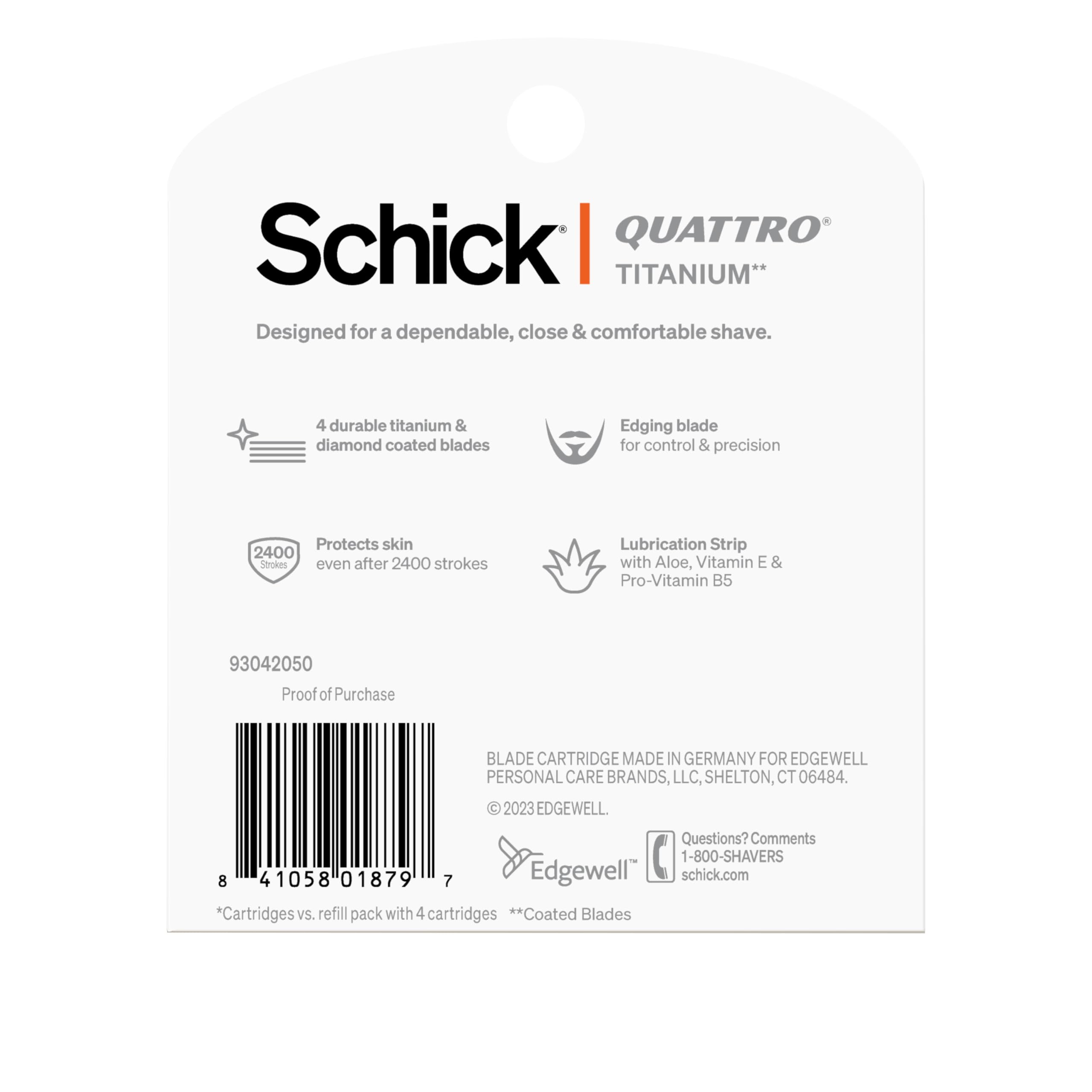 Schick Quattro Titanium Razor Refills – 8-Count Pack for Close, Comfortable Shaving