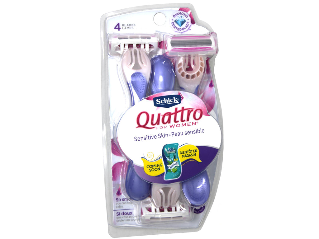 Schick Quattro Womens Disposable Razors – High Performance, 3-Count (Pack of 6)