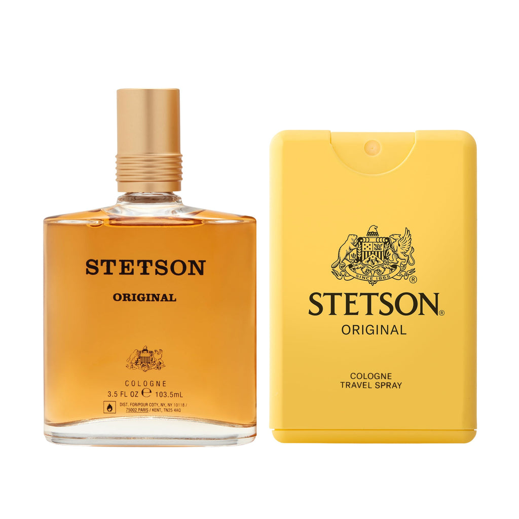 Stetson Original Eau de Cologne for Men | Bold, All-Day Wood-Citrus Scent | 3.5 oz & 20 mL | SCENT BEAUTY