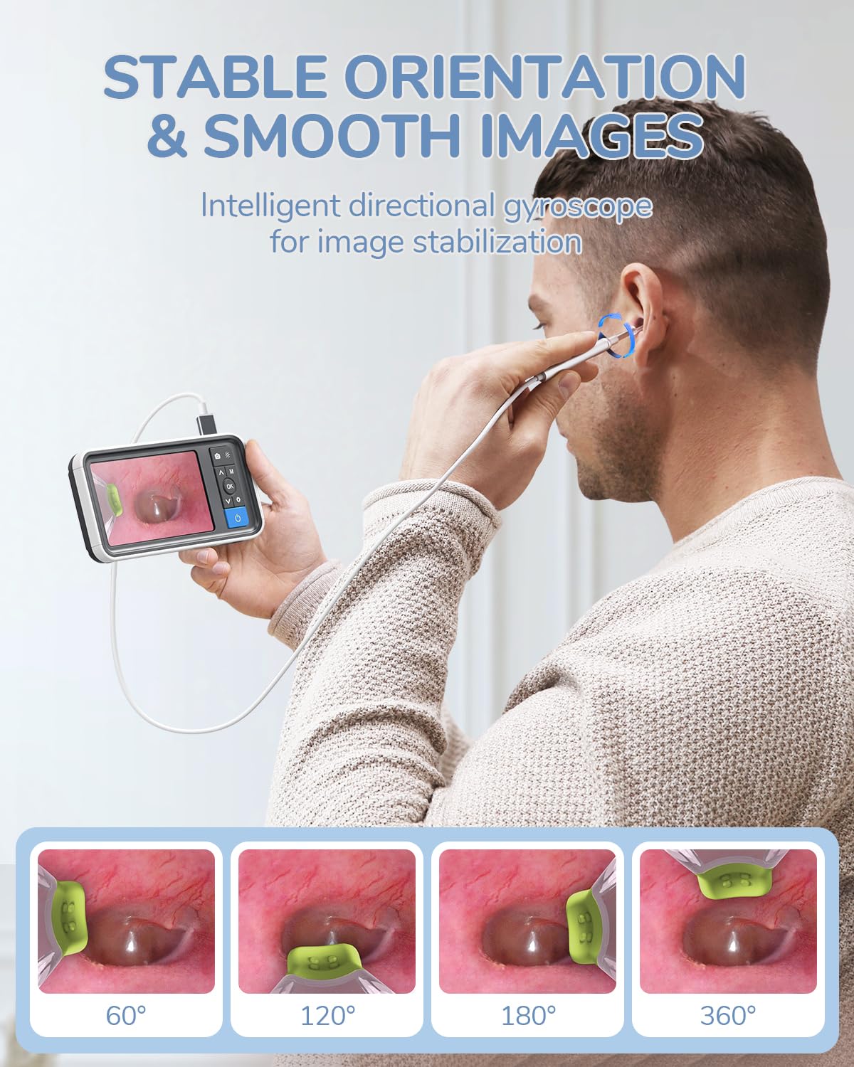 ScopeAround Otoscope Ear Camera – 4.5-inch IPS Screen, HD Dual LED, Gyro, 32GB Card