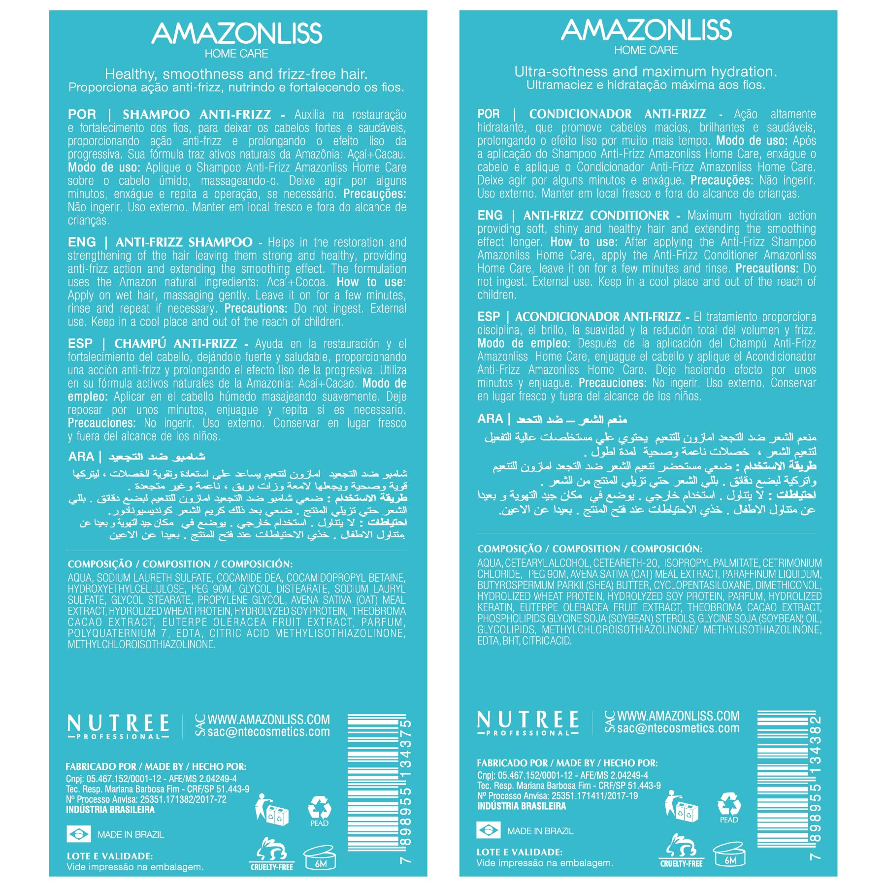 Scotch-Brite Amazonliss Anti-Frizz Keratin Treatment Set — Smooth, Soft, Shiny Hair (Shampoo & Conditioner, 8.45 fl oz)