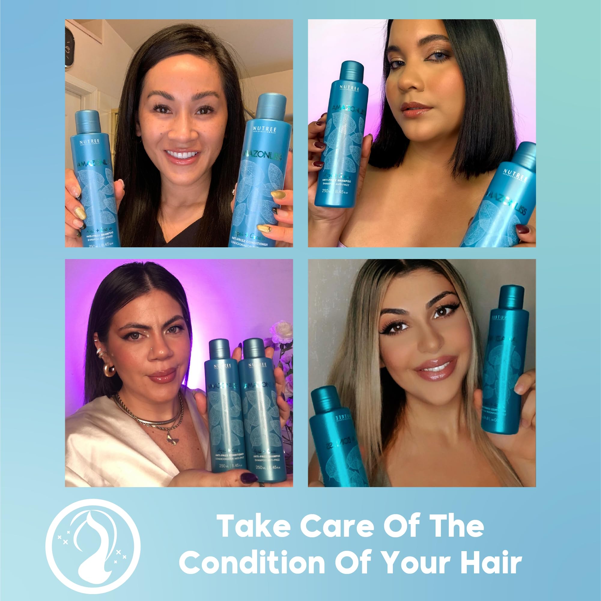 Scotch-Brite Amazonliss Anti-Frizz Keratin Treatment Set — Smooth, Soft, Shiny Hair (Shampoo & Conditioner, 8.45 fl oz)