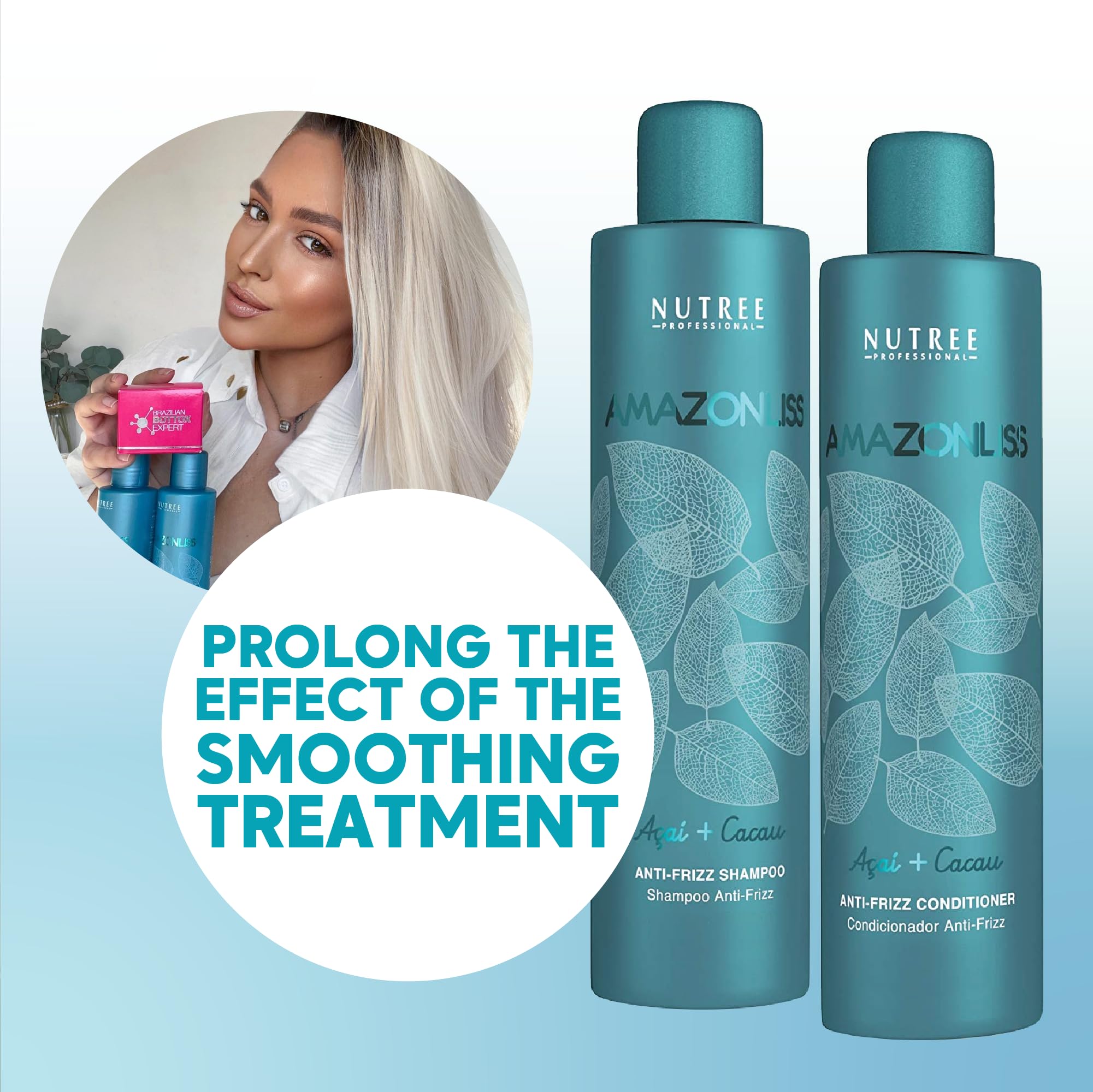 Scotch-Brite Amazonliss Anti-Frizz Keratin Treatment Set — Smooth, Soft, Shiny Hair (Shampoo & Conditioner, 8.45 fl oz)