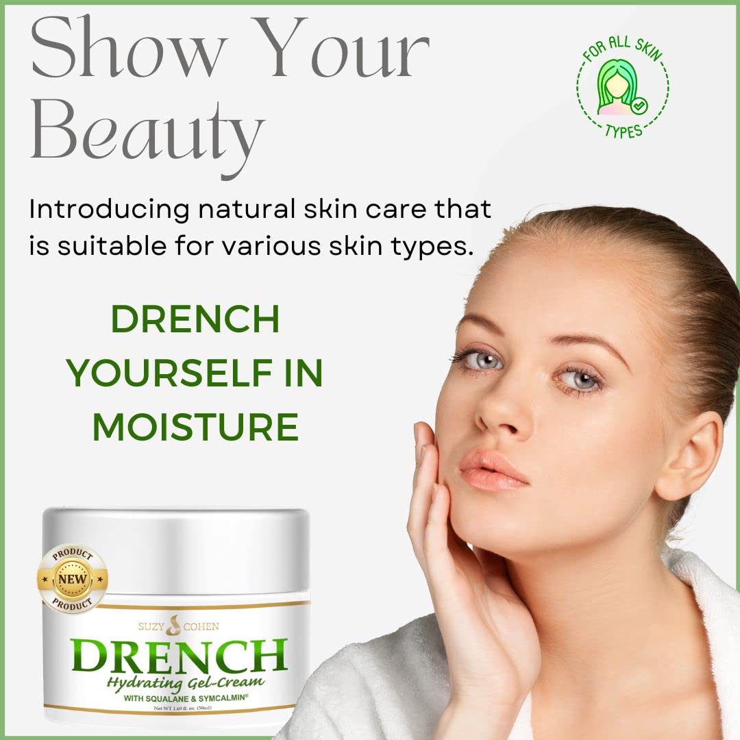 Script Essentials Suzy Cohen Drench Face Cream with Squalane & Aloe – Lightweight, Fragrance-Free Hydration (1.69 oz / 50 ml)
