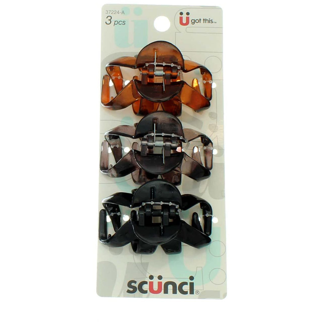 Scunci Effortless Beauty Jaw Hair Clips – Pack of 4 (12 Clips), Secure Hold for Thick Hair