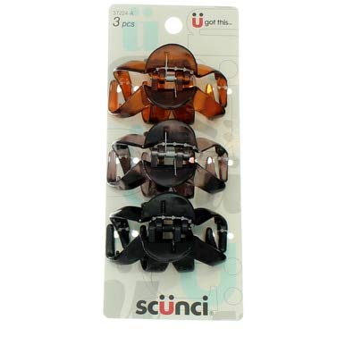Scunci Effortless Beauty Jaw Hair Clips – Pack of 4 (12 Clips), Secure Hold for Thick Hair