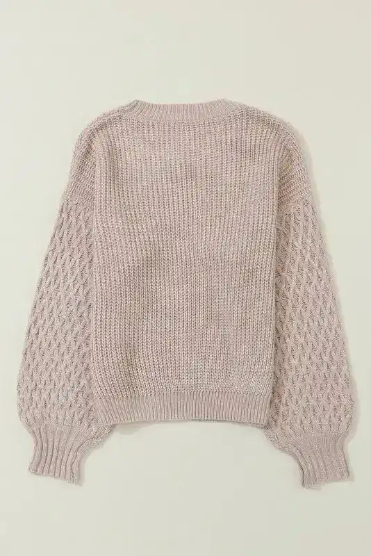 Sea Green Cable Knit Drop Shoulder Balloon Sleeve Sweater Women UK