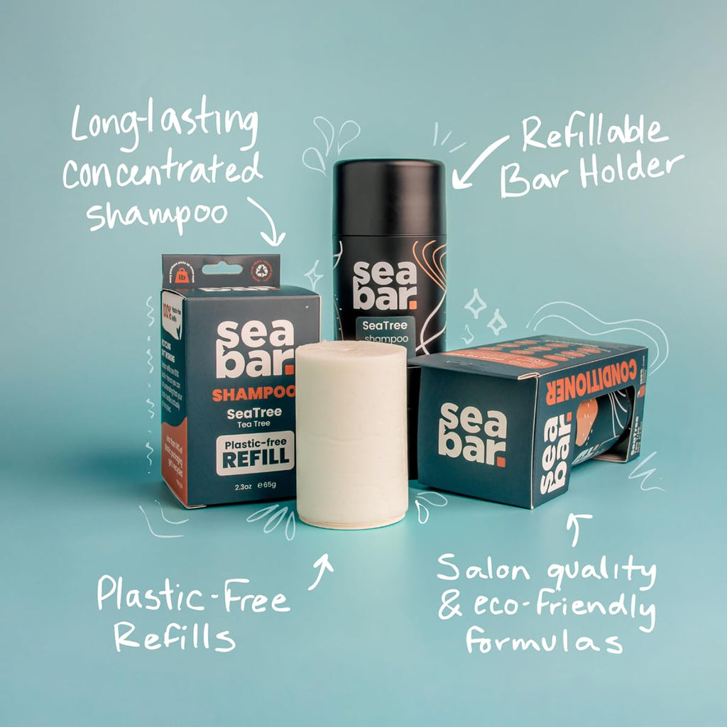 SeaBar Shampoo Bar Refill – All-Natural, Vegan, Sulfate-Free Hair Care with SeaTree Oil