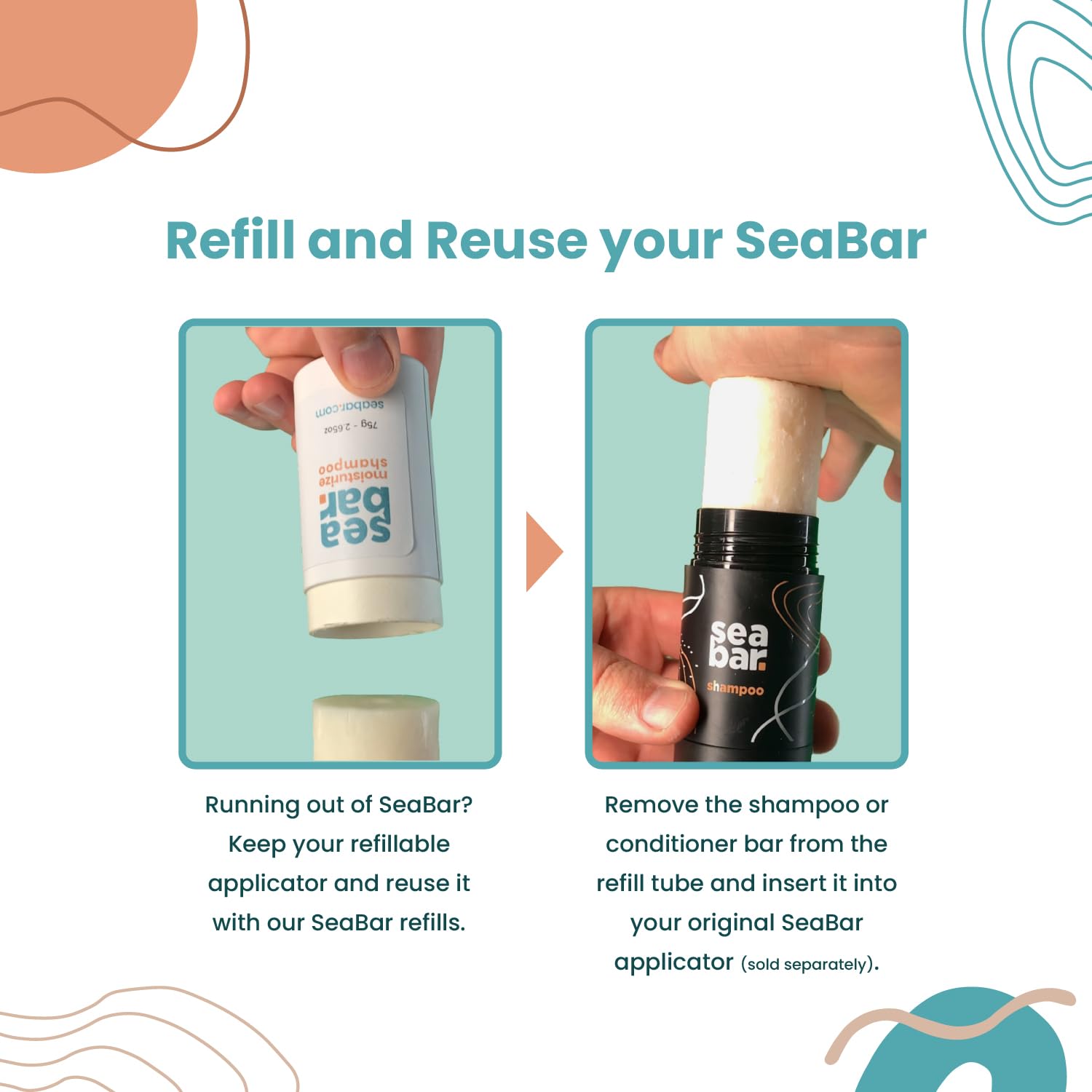 SeaBar Shampoo Bar Refill – All-Natural, Vegan, Sulfate-Free Hair Care with SeaTree Oil