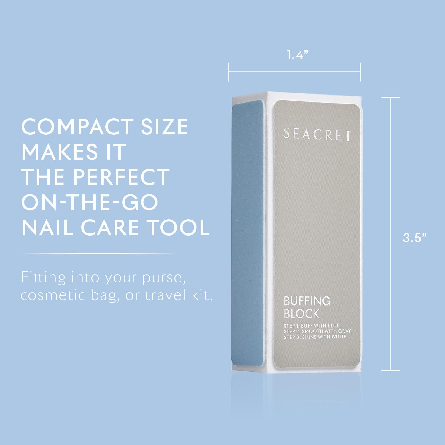 SEACRET Minerals Professional Nail Buffer Block – 3-Way Buffing for Salon-Quality Shine (2-Pack)