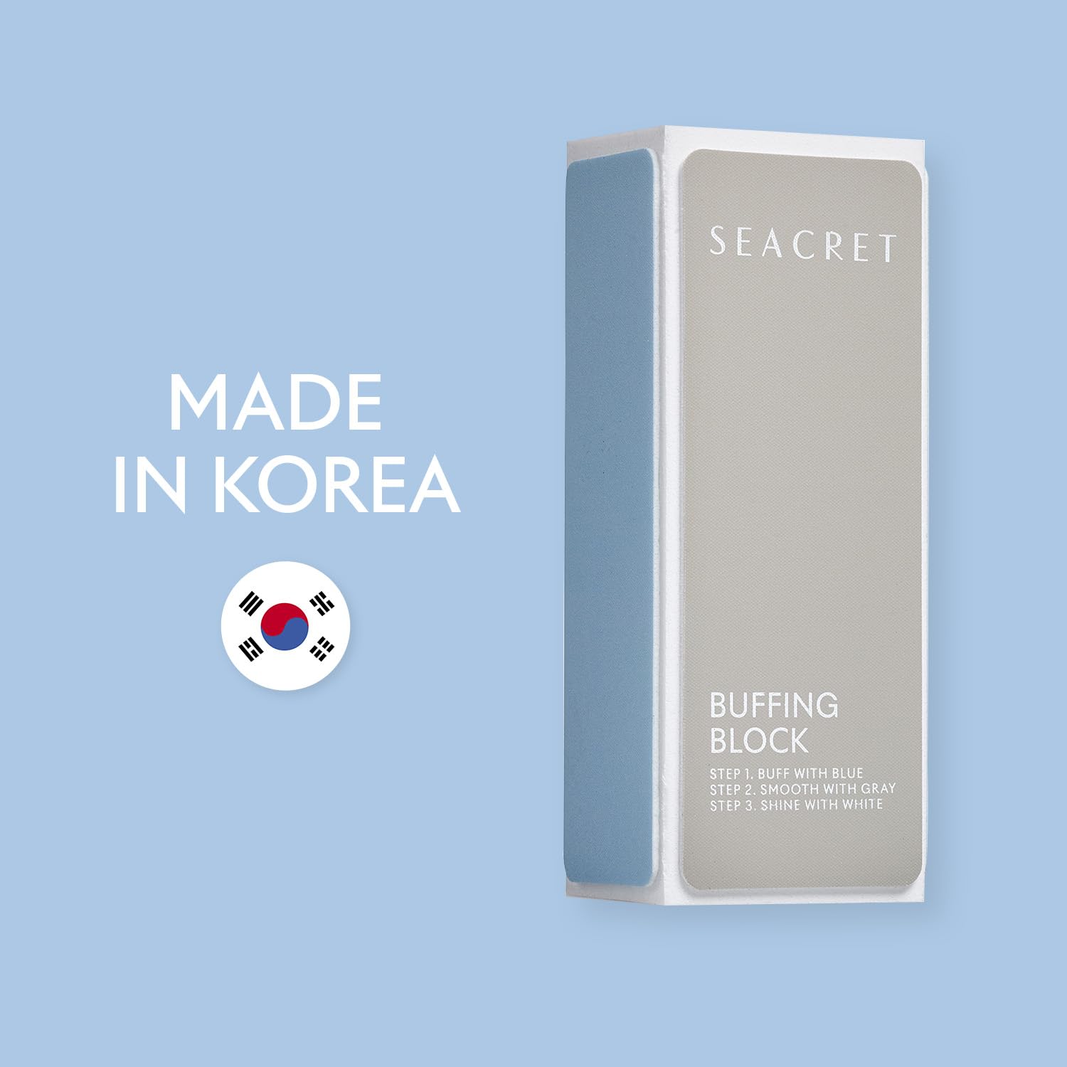 SEACRET Minerals Professional Nail Buffer Block – 3-Way Buffing for Salon-Quality Shine (2-Pack)