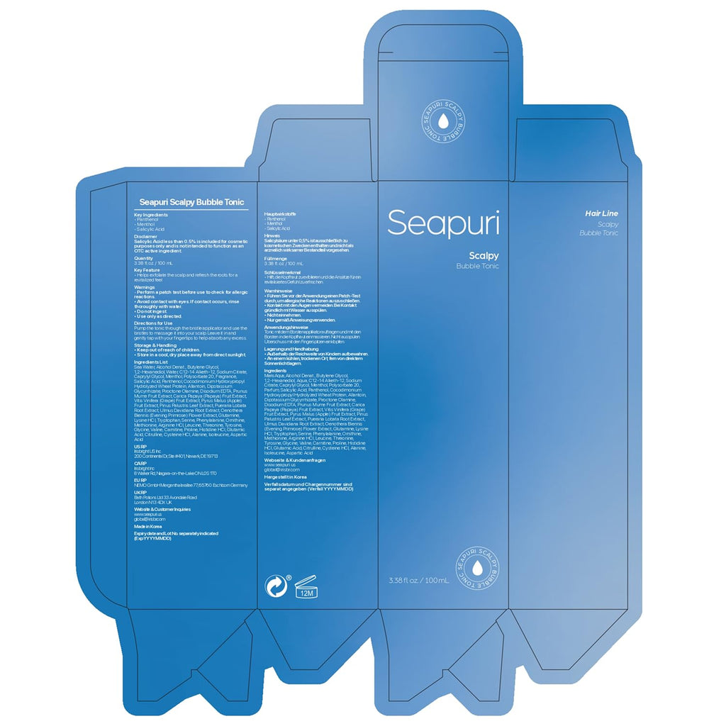 Seapuri Bubble Tonic | Leave-In Scalp Detox Foam for Oily, Itchy Roots