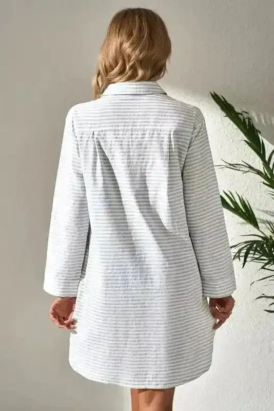 White Stripe Seaside Stripes Cotton Cover-Up Women UK | S–2XL