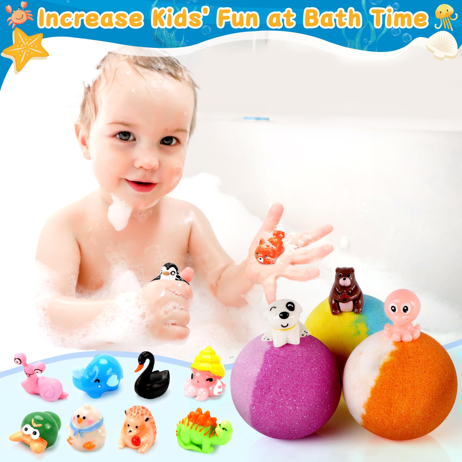 SeasonBliss Kids Bath Bombs — 24 Surprises and Toys (Ages 3+)