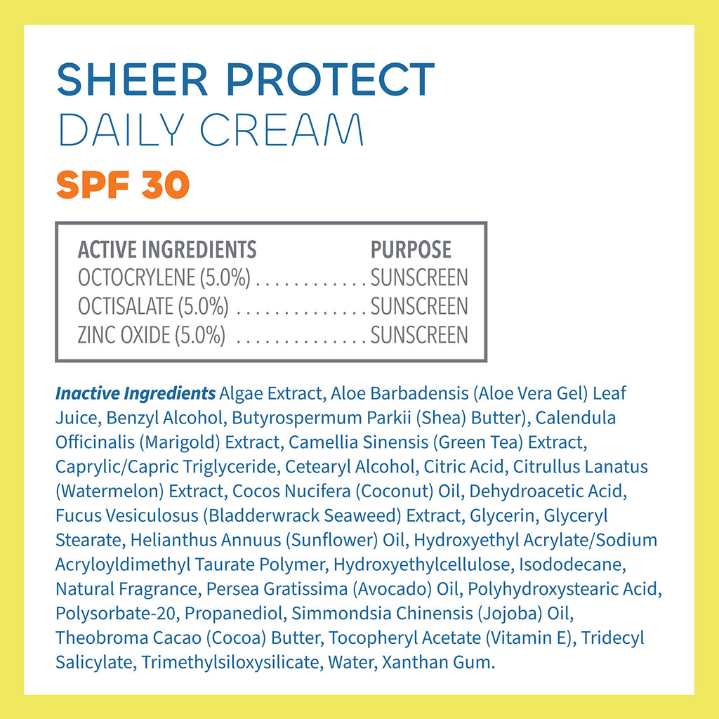 Seaweed Bath Co. Sheer Protect SPF 30 Daily Cream – 3.4oz, Hybrid Broad Spectrum Sunscreen with Aloe & Green Tea