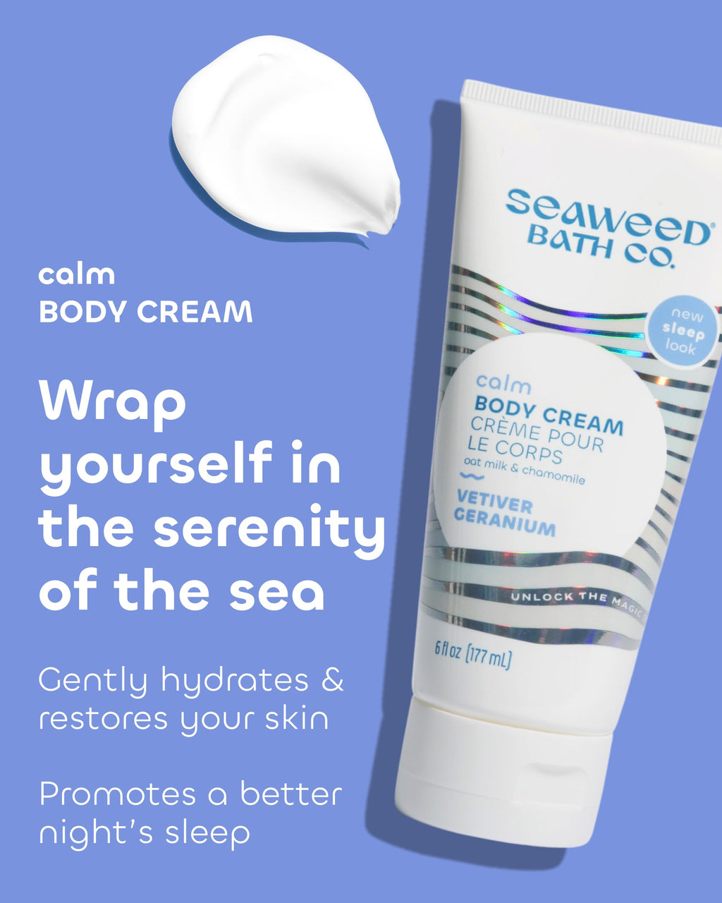 Seaweed Bath Co. Calm Body Cream – Vetiver Geranium | Soothing Vegan Hand & Body Lotion 6 oz